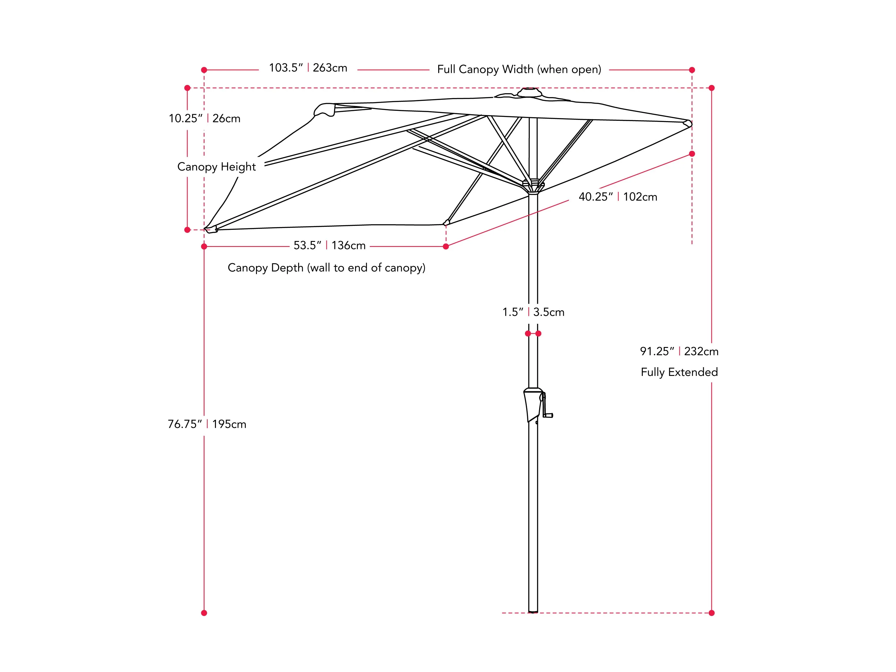 8.5ft Red Half Umbrella