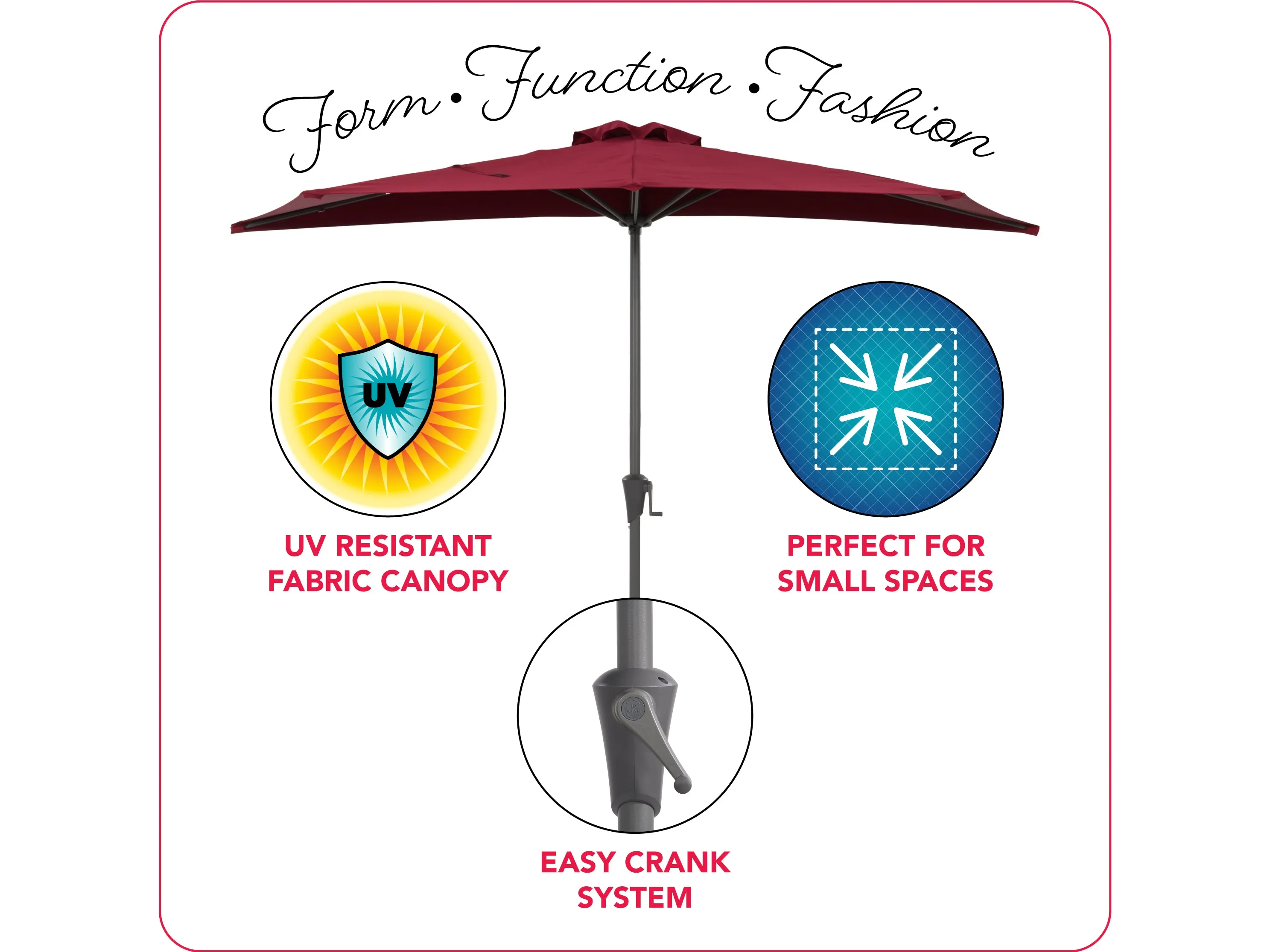 8.5ft Red Half Umbrella