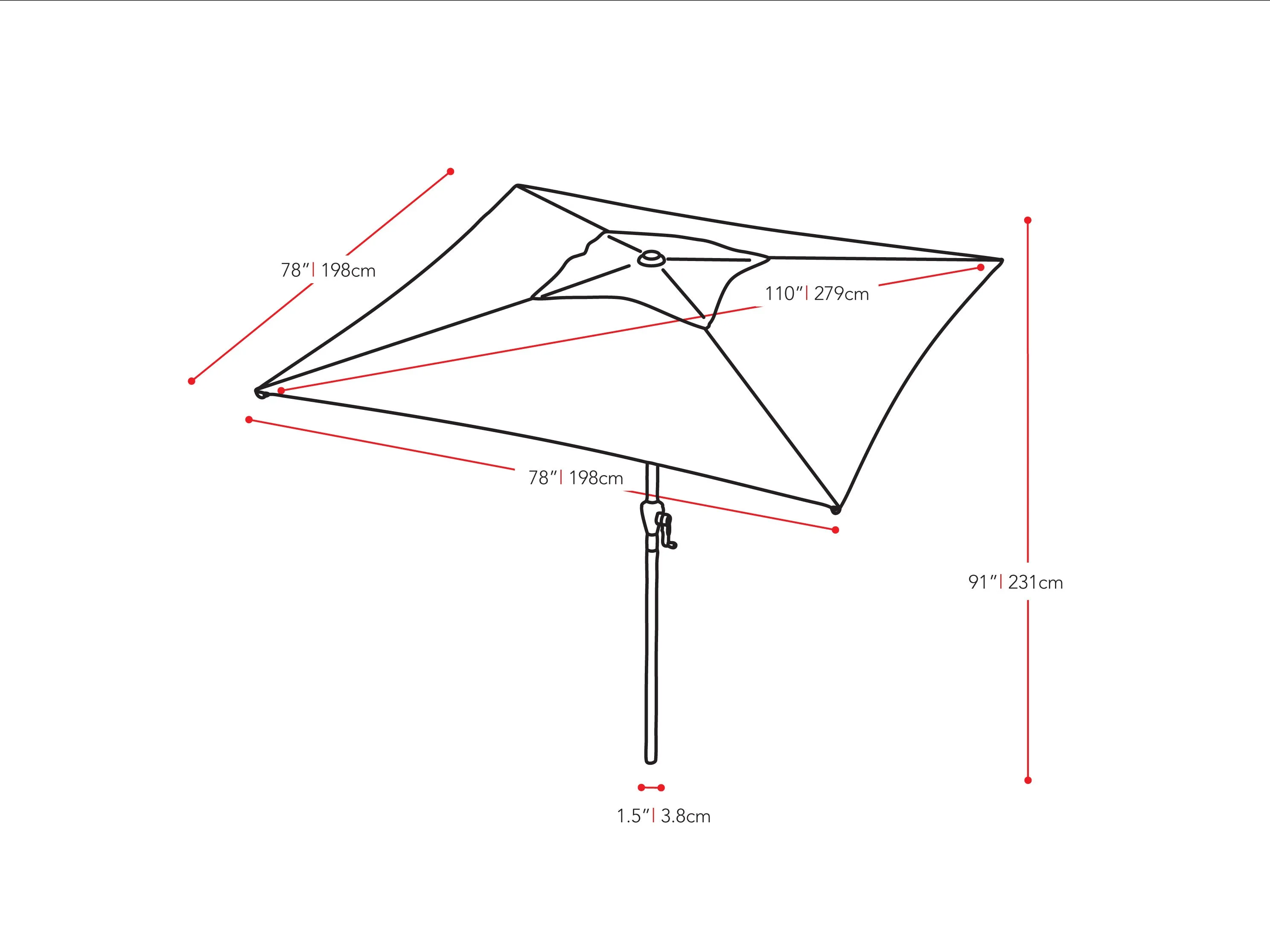 9ft Black Square Patio Umbrella