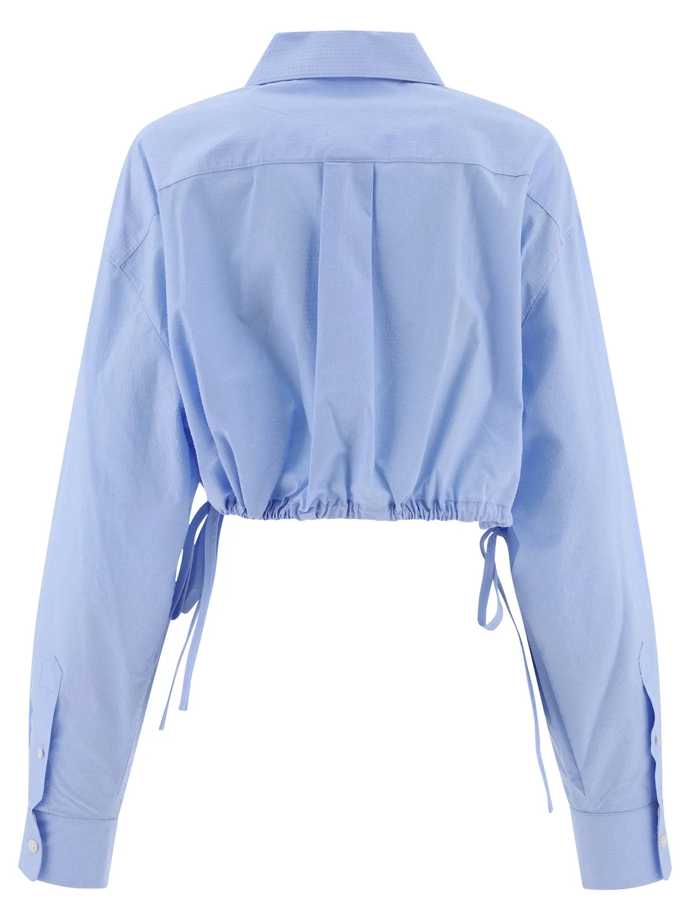 Alexander Wang Cropped Drawstring Shirt With Crystal Hotfix