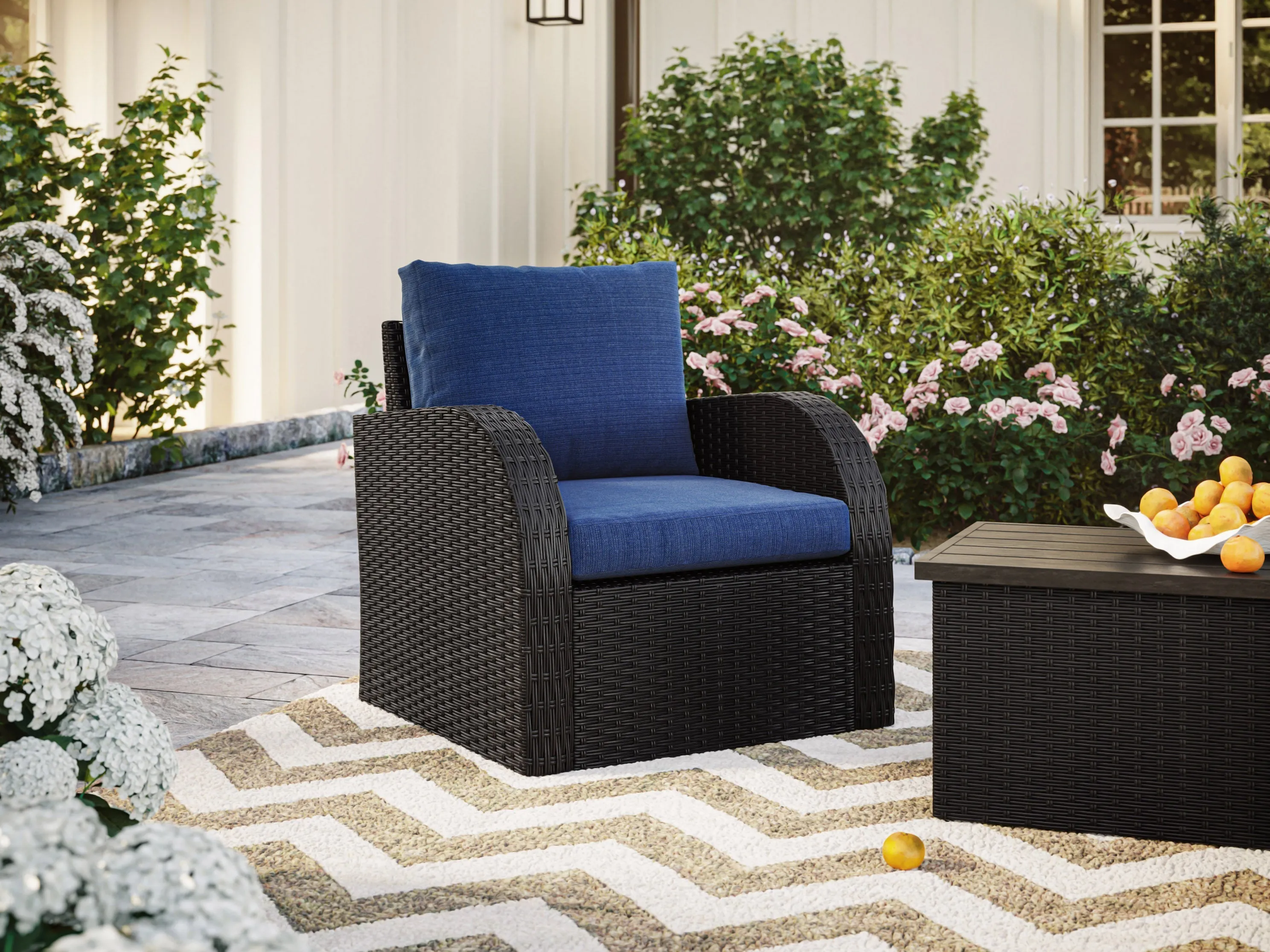 Blue Outdoor Wicker Chair