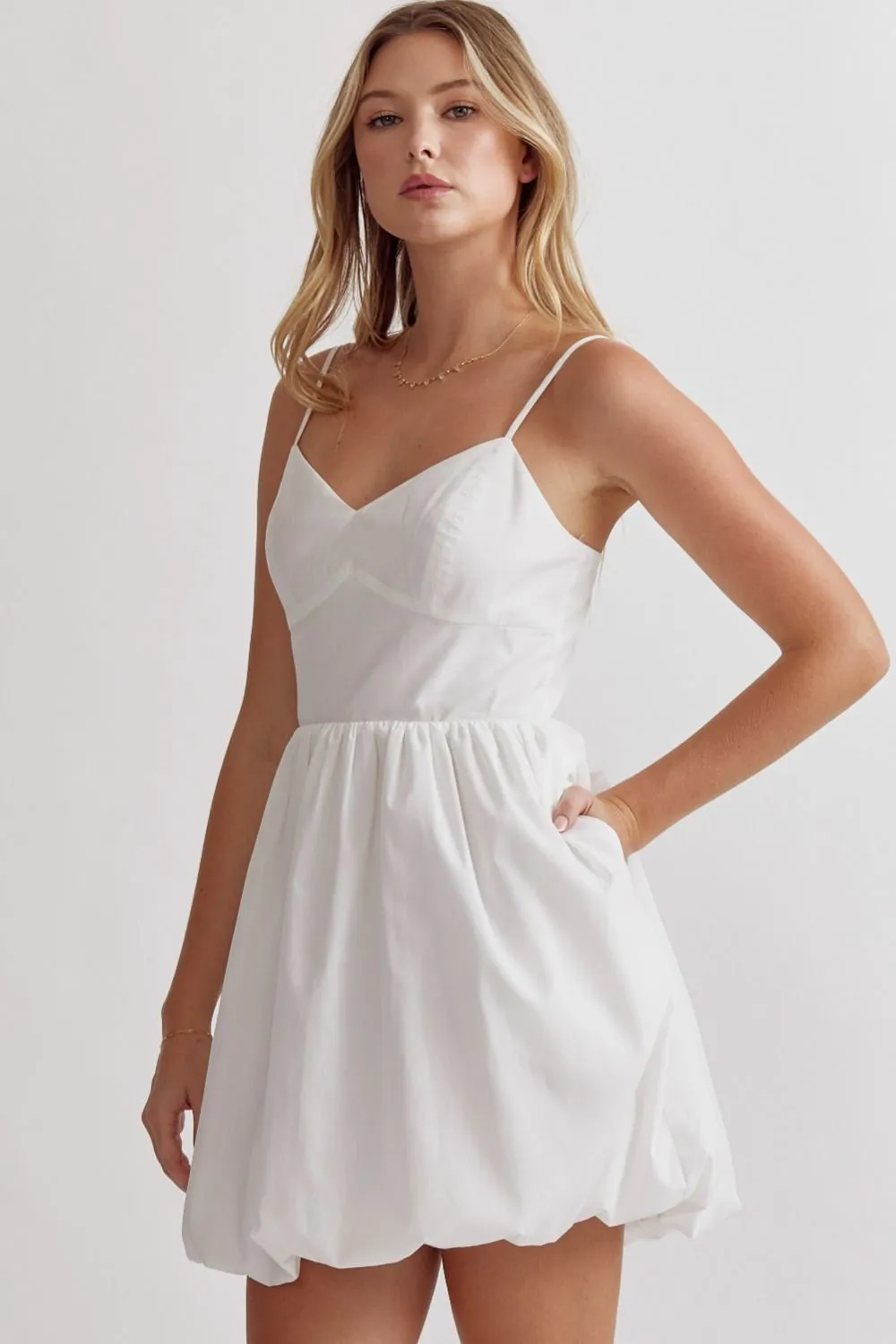 Bubble Hem Spaghetti Strap Mini Dress