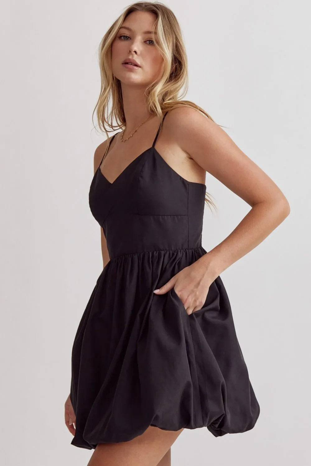 Bubble Hem Spaghetti Strap Mini Dress