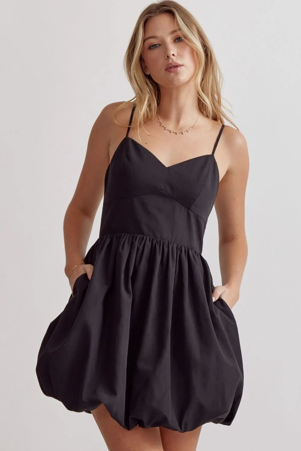 Bubble Hem Spaghetti Strap Mini Dress