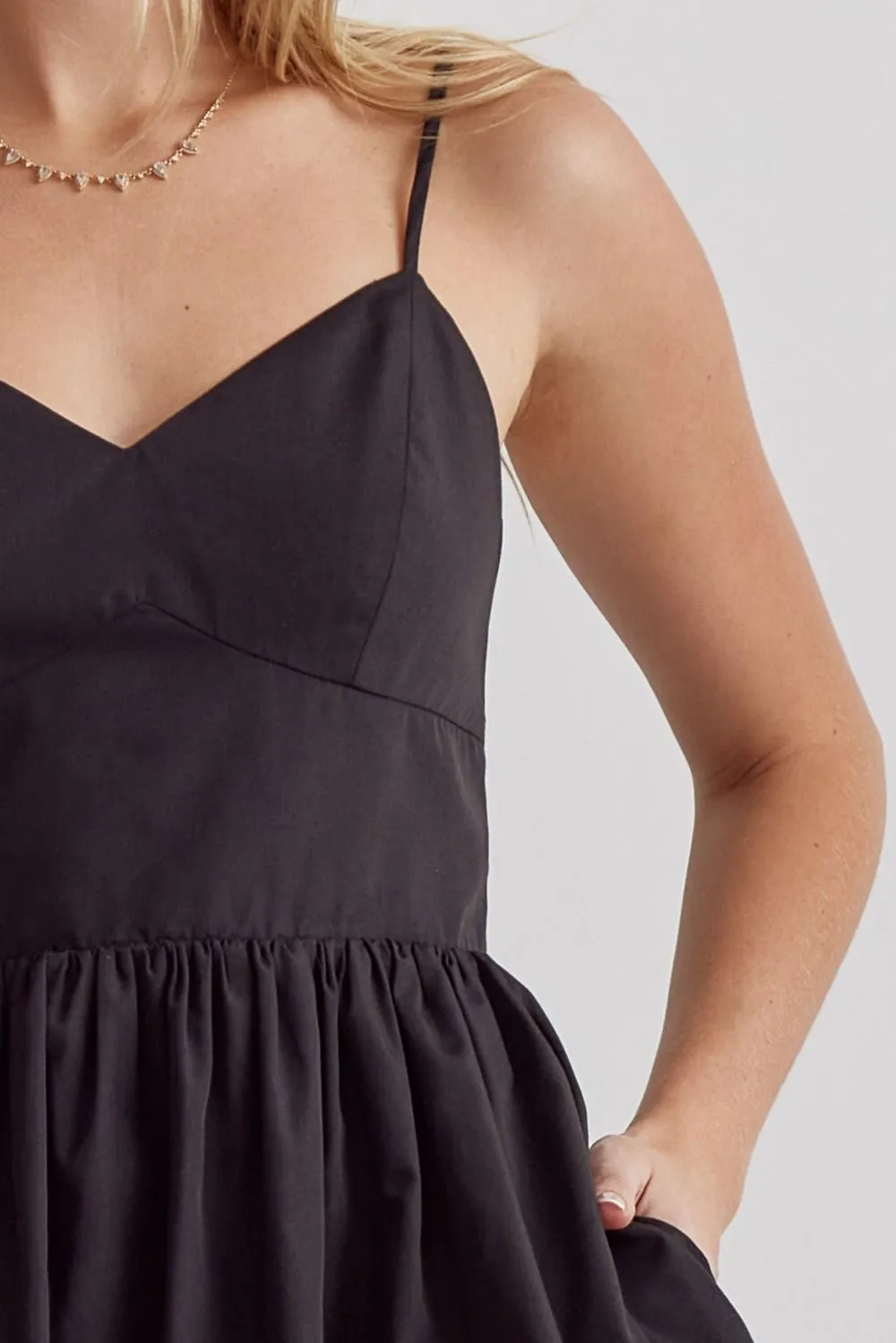 Bubble Hem Spaghetti Strap Mini Dress