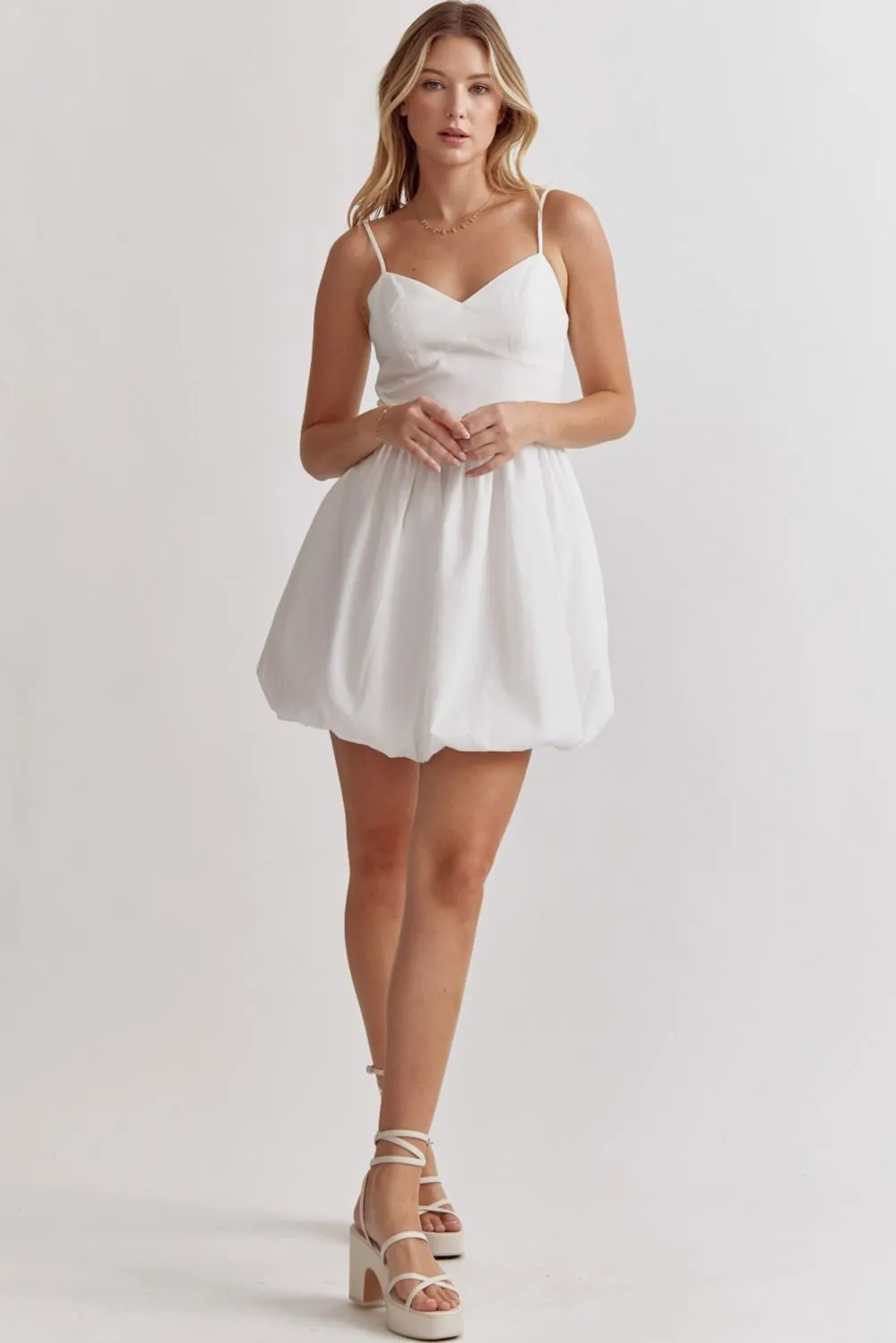 Bubble Hem Spaghetti Strap Mini Dress