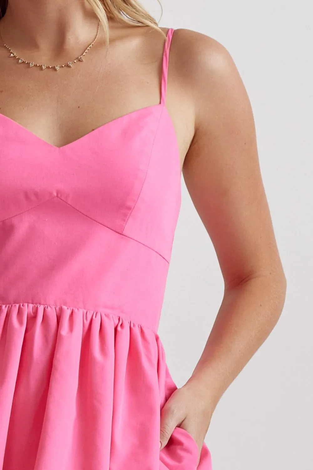 Bubble Hem Spaghetti Strap Mini Dress