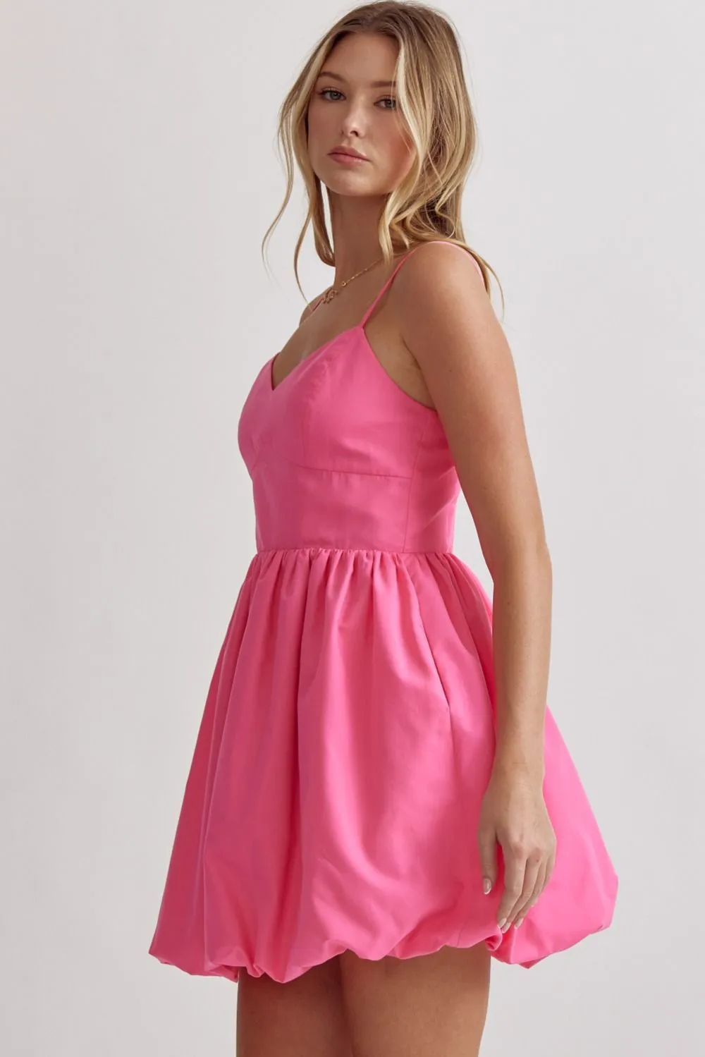 Bubble Hem Spaghetti Strap Mini Dress