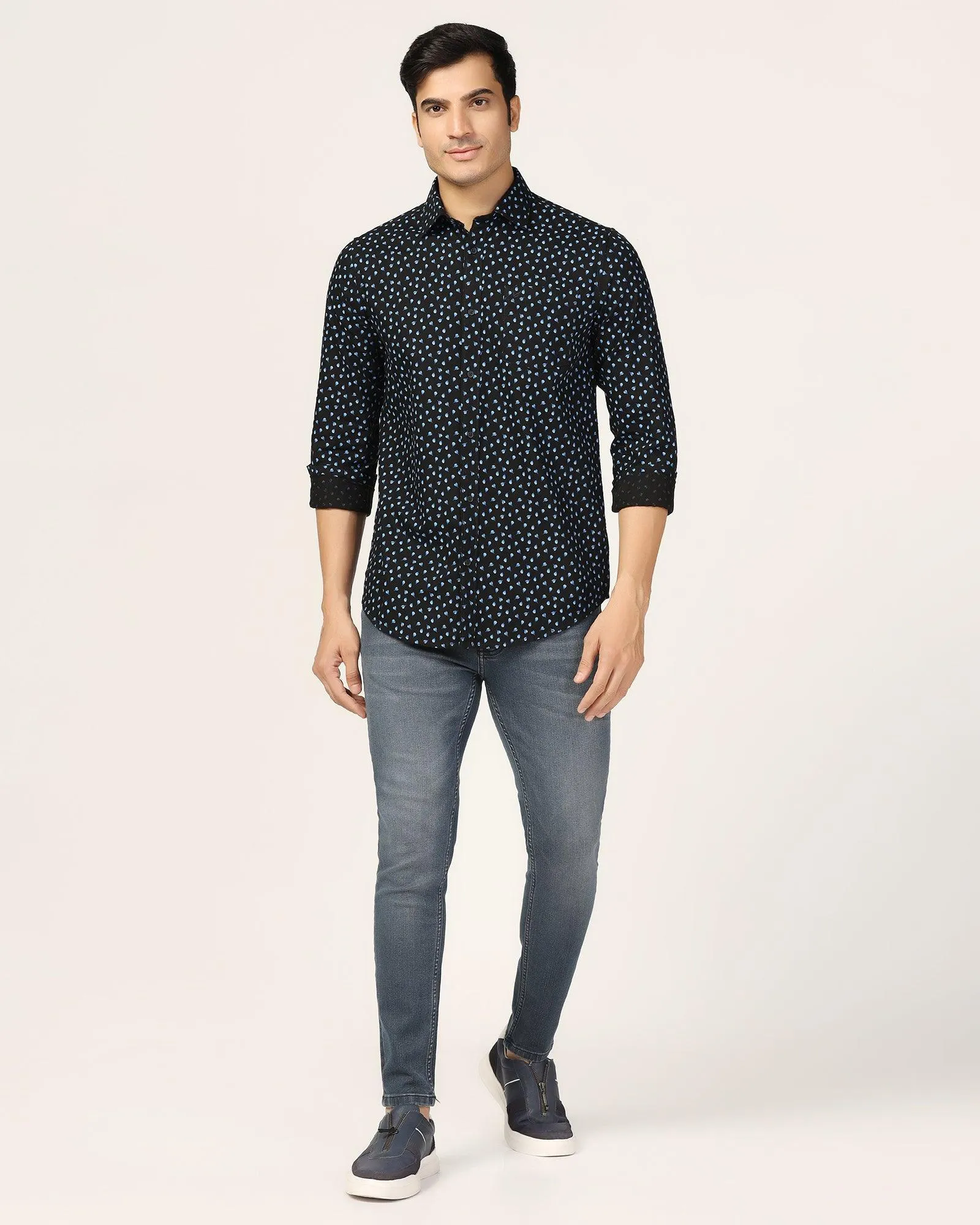Casual Navy Printed Shirt - Ziff