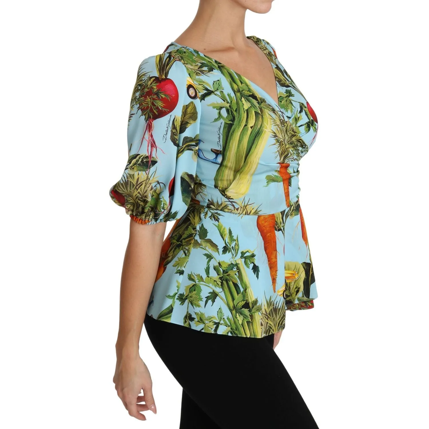 Dolce & Gabbana Vegetable Print Silk Top Extravaganza