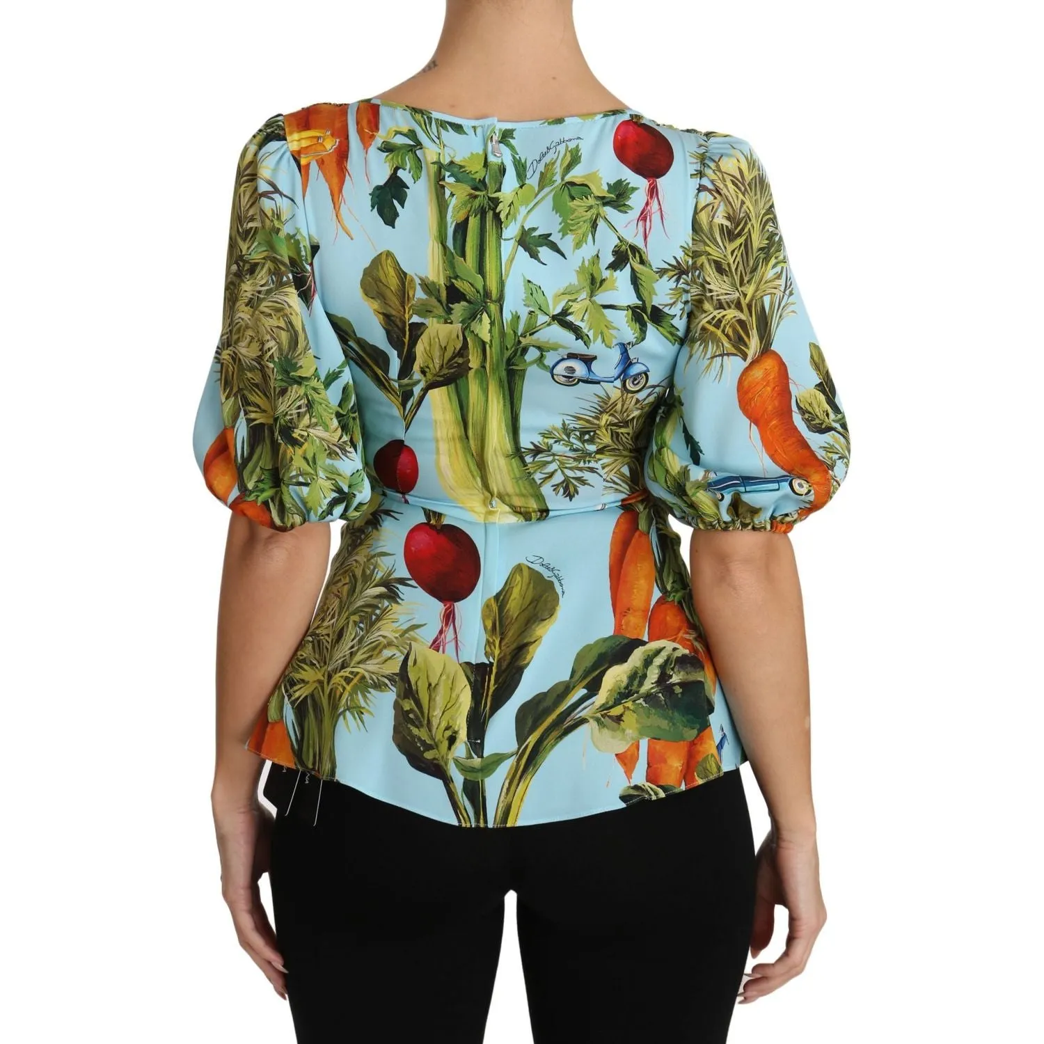 Dolce & Gabbana Vegetable Print Silk Top Extravaganza