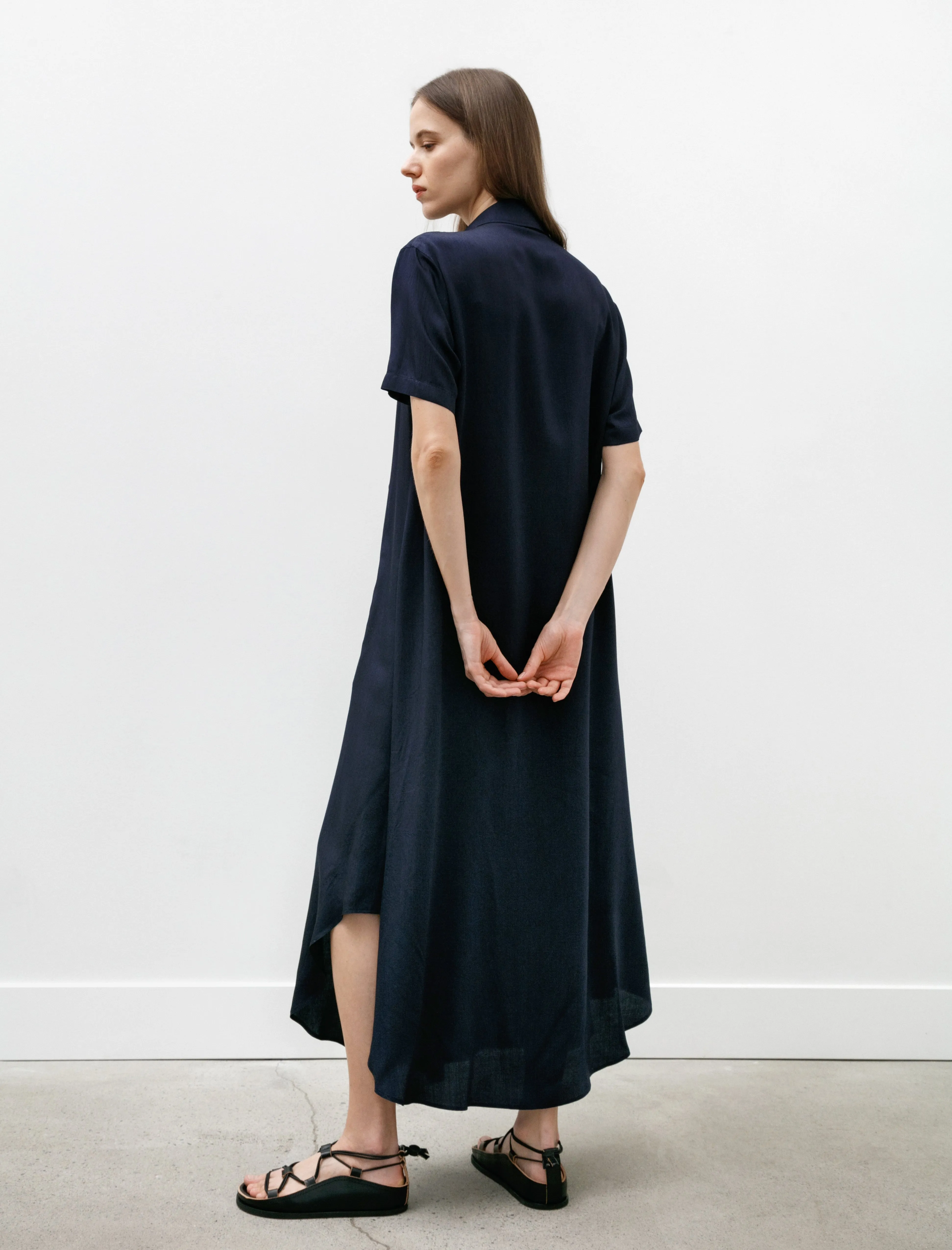 Draped Side Shirtdress Indigo