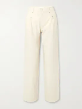 Embroidered high-rise tapered jeans