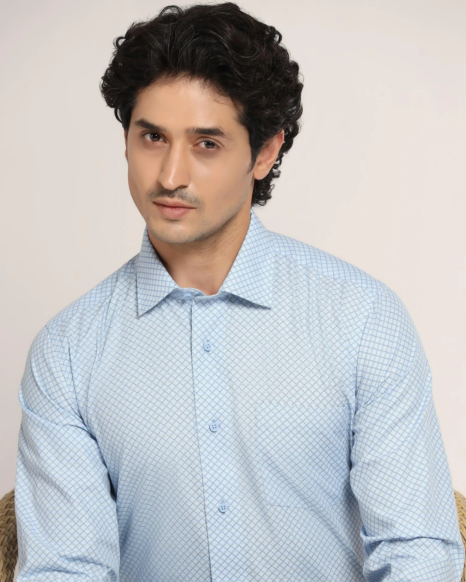 Formal Blue Printed Shirt - Canon