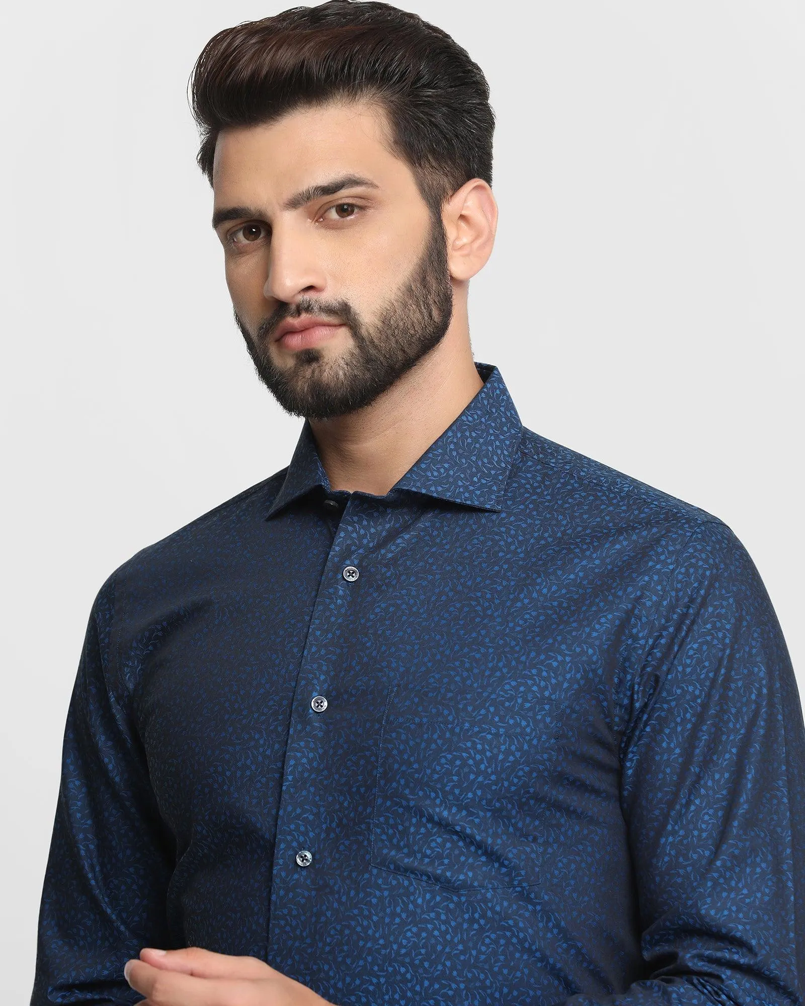 Formal Blue Printed Shirt - Jedi