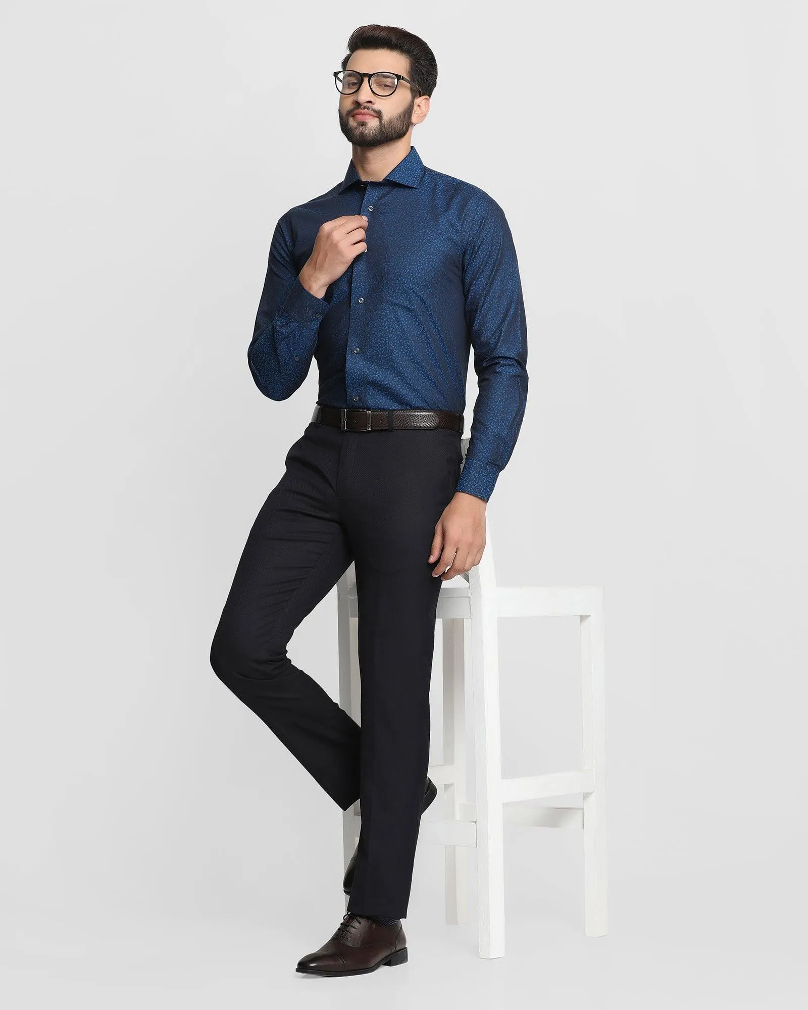 Formal Blue Printed Shirt - Jedi