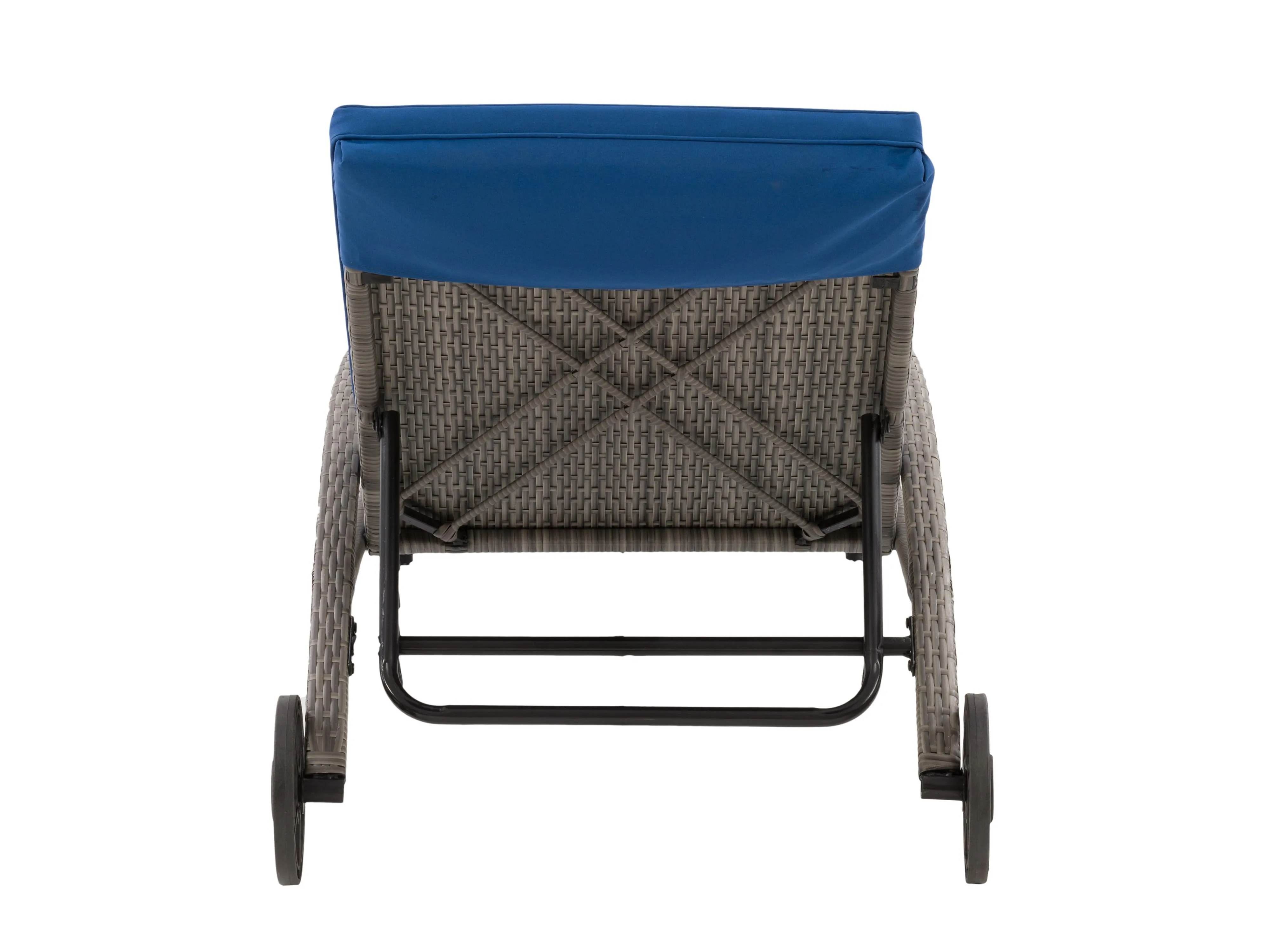 Grey and Blue Outdoor Wicker Lounge Chair