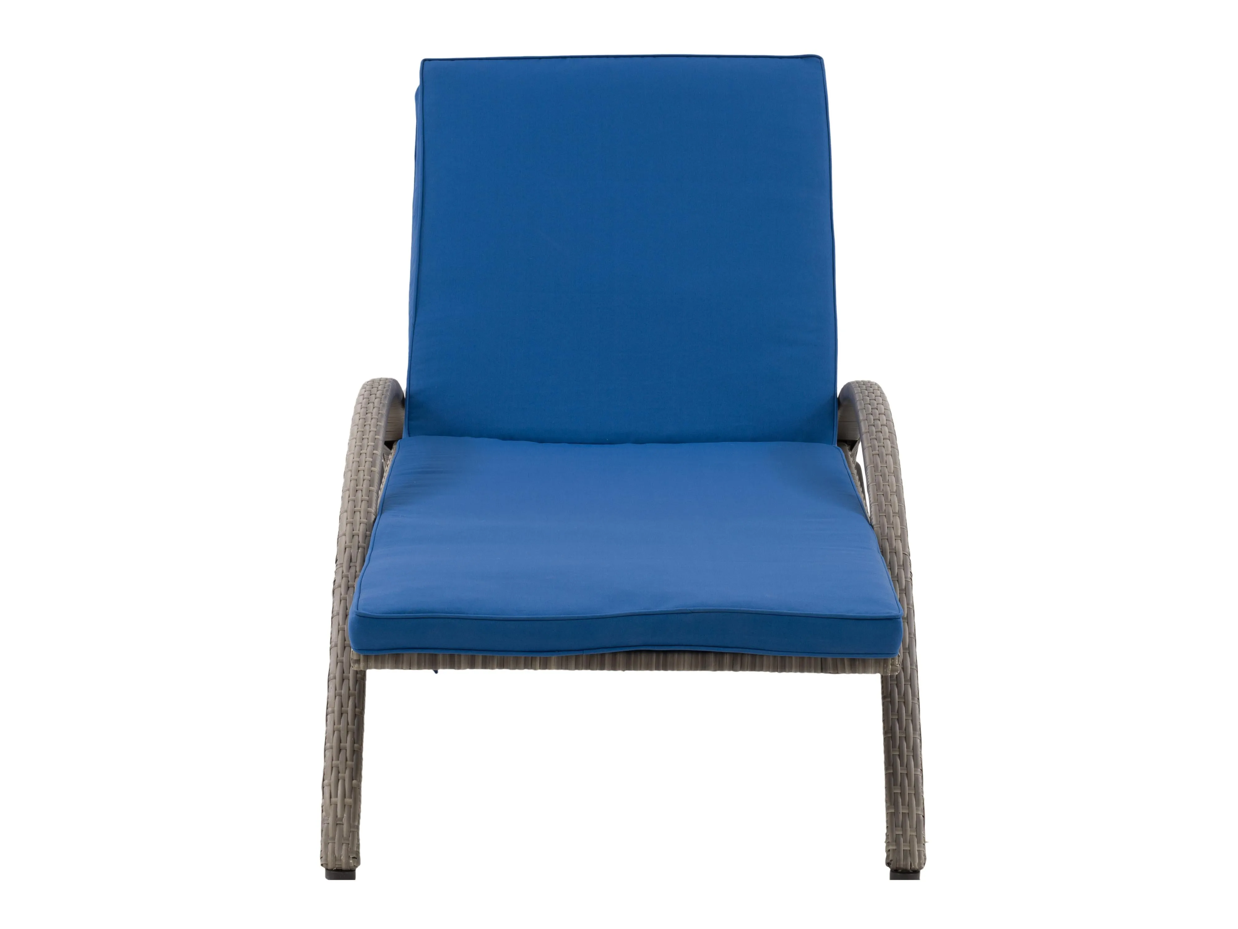 Grey and Blue Outdoor Wicker Lounge Chair