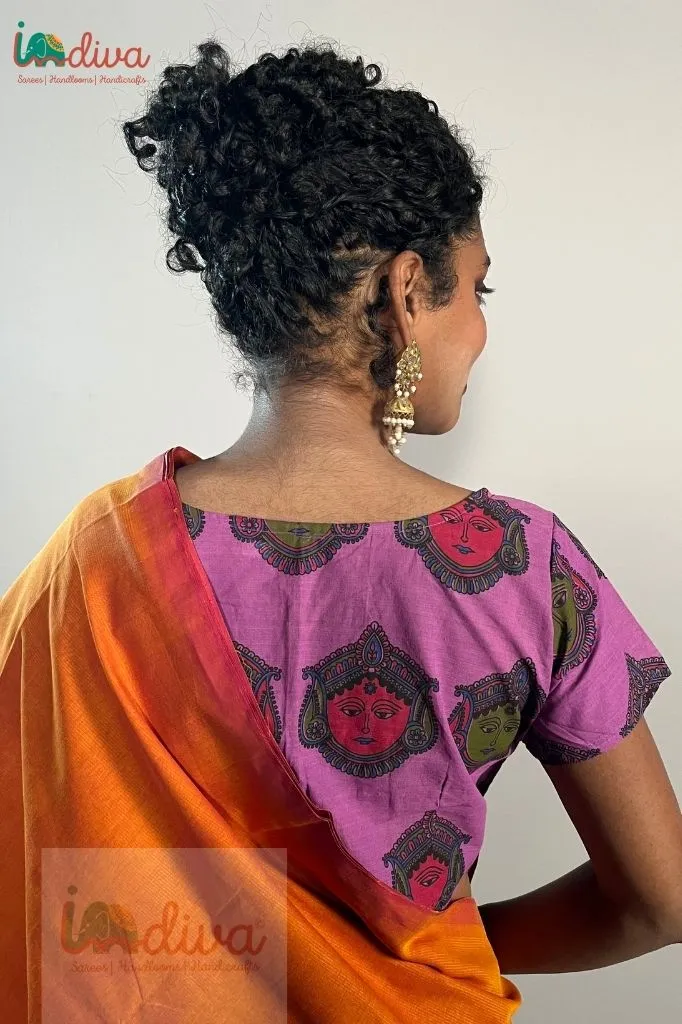 Indiva Kalamkari purple cotton blouse - 38, 40