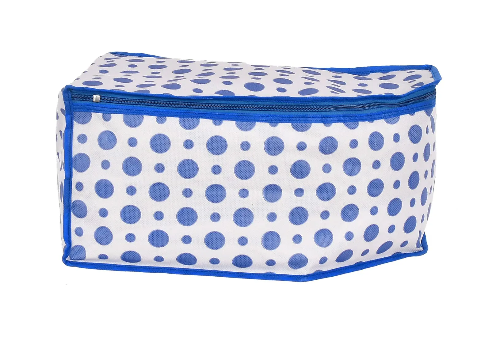 Kuber Industries Dot Printed Non-Woven Blouse Cover, Cloth Organizer, Wardrobe Organiser With Tranasparent Window- Pack of 2 (Blue & Pink)-46KM0312