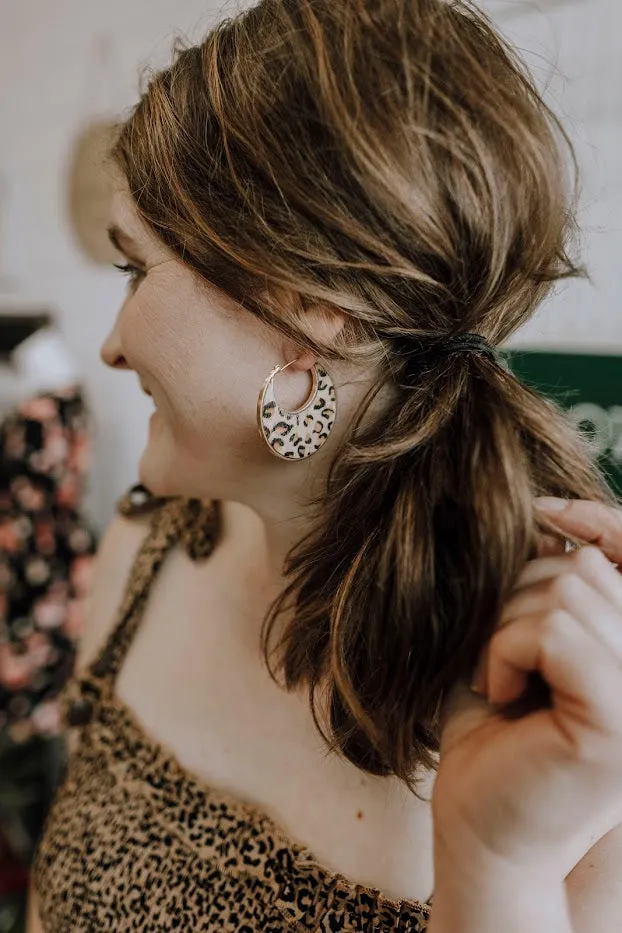 Leopard Print Hoop Earrings
