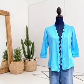 Open Front Scalloped Cardigan