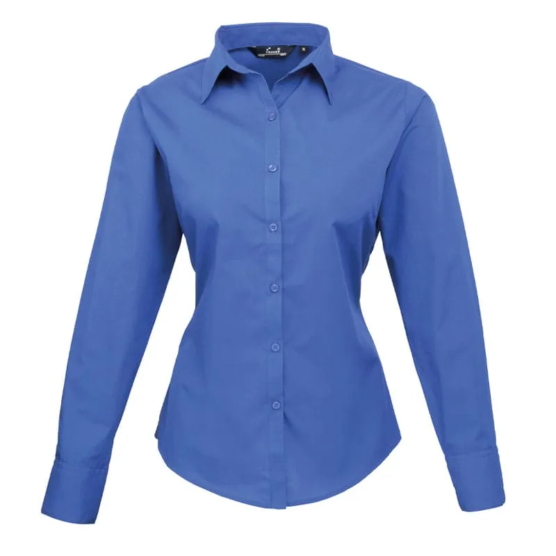 Premier Ladies Long Sleeve Poplin Blouse PR300 - Brights