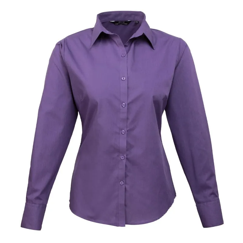 Premier Ladies Long Sleeve Poplin Blouse PR300 - Brights