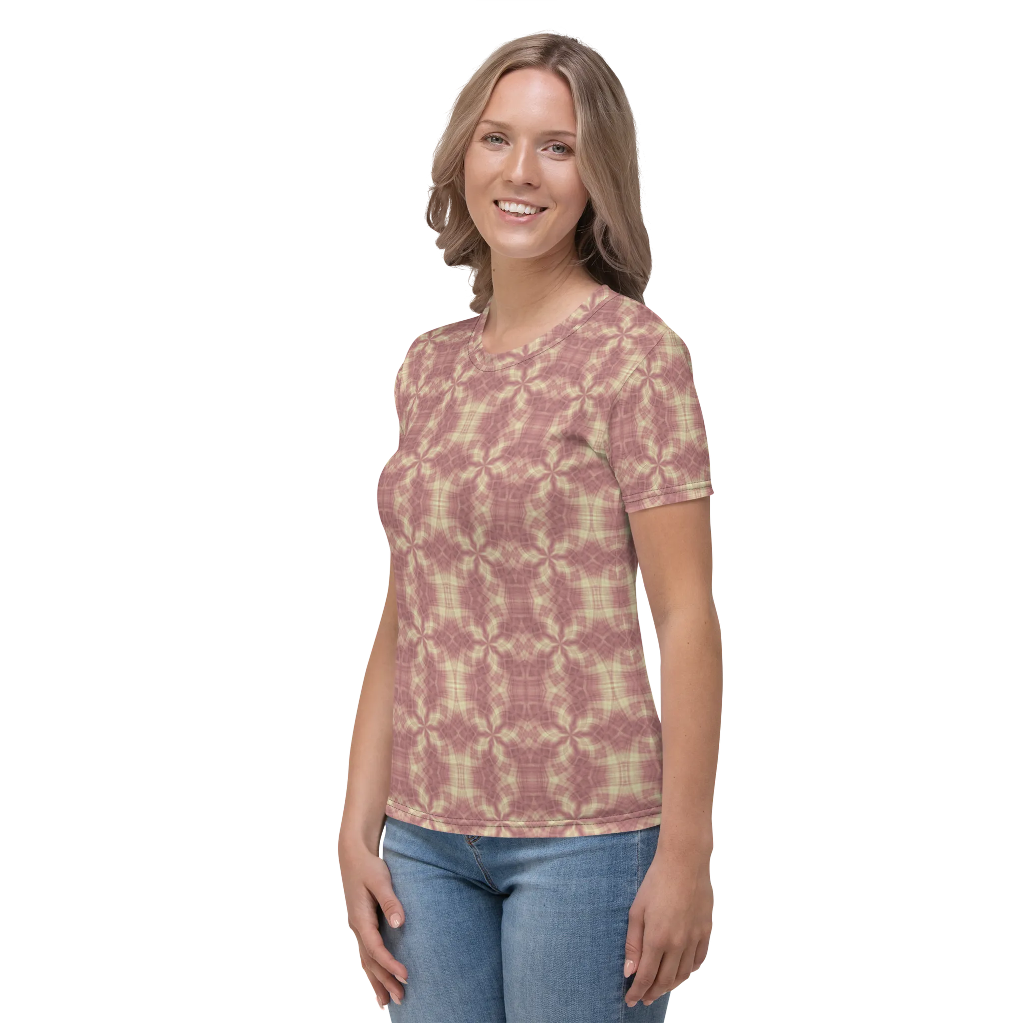 Recursia Argyle Rewired Women's Crew Neck T-Shirt In Pink