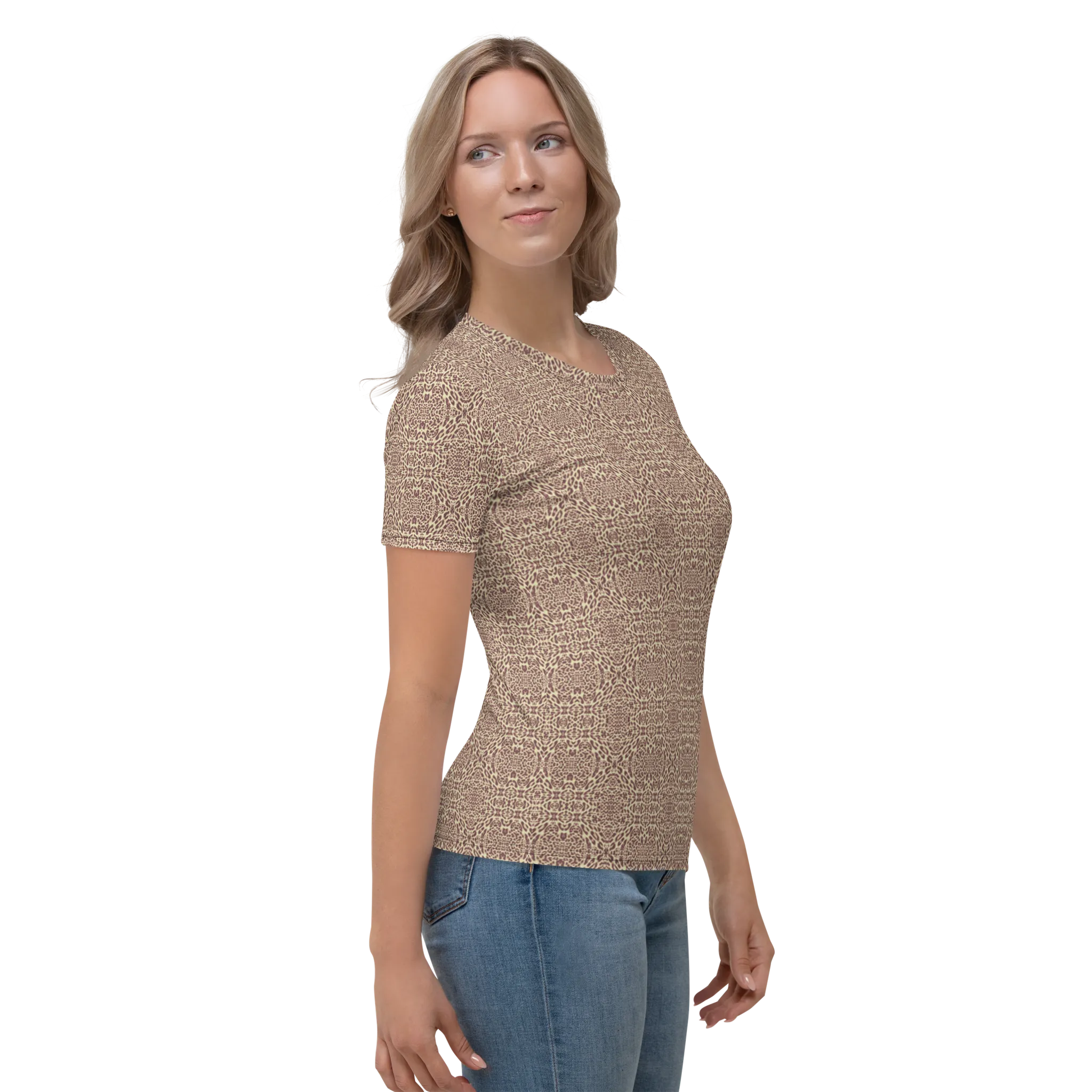 Recursia Contemplative Jaguar II Women's Crew Neck T-Shirt In Pink