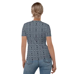 Recursia Contemplative Jaguar Women's Crew Neck T-Shirt In Blue