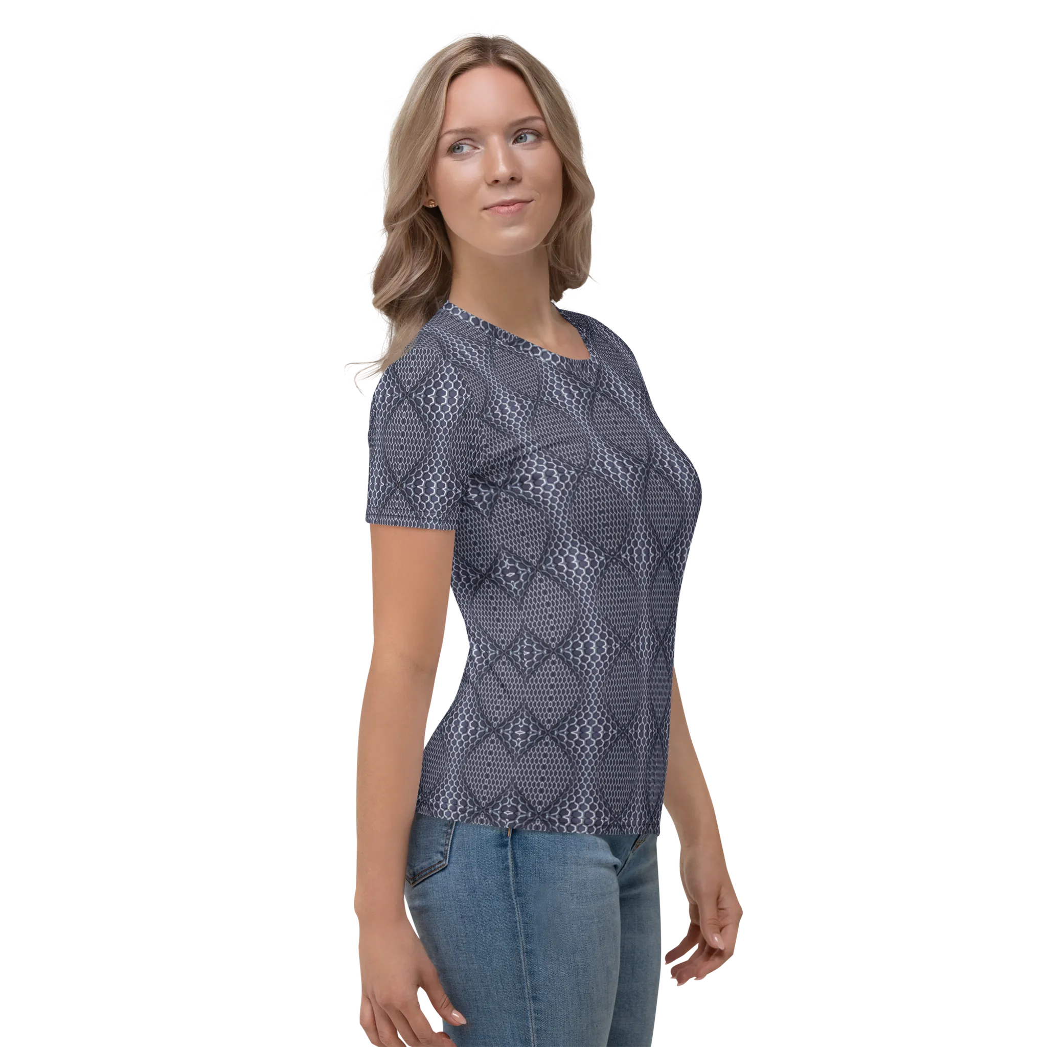 Recursia Illusions Game Women's Crew Neck T-Shirt In Blue