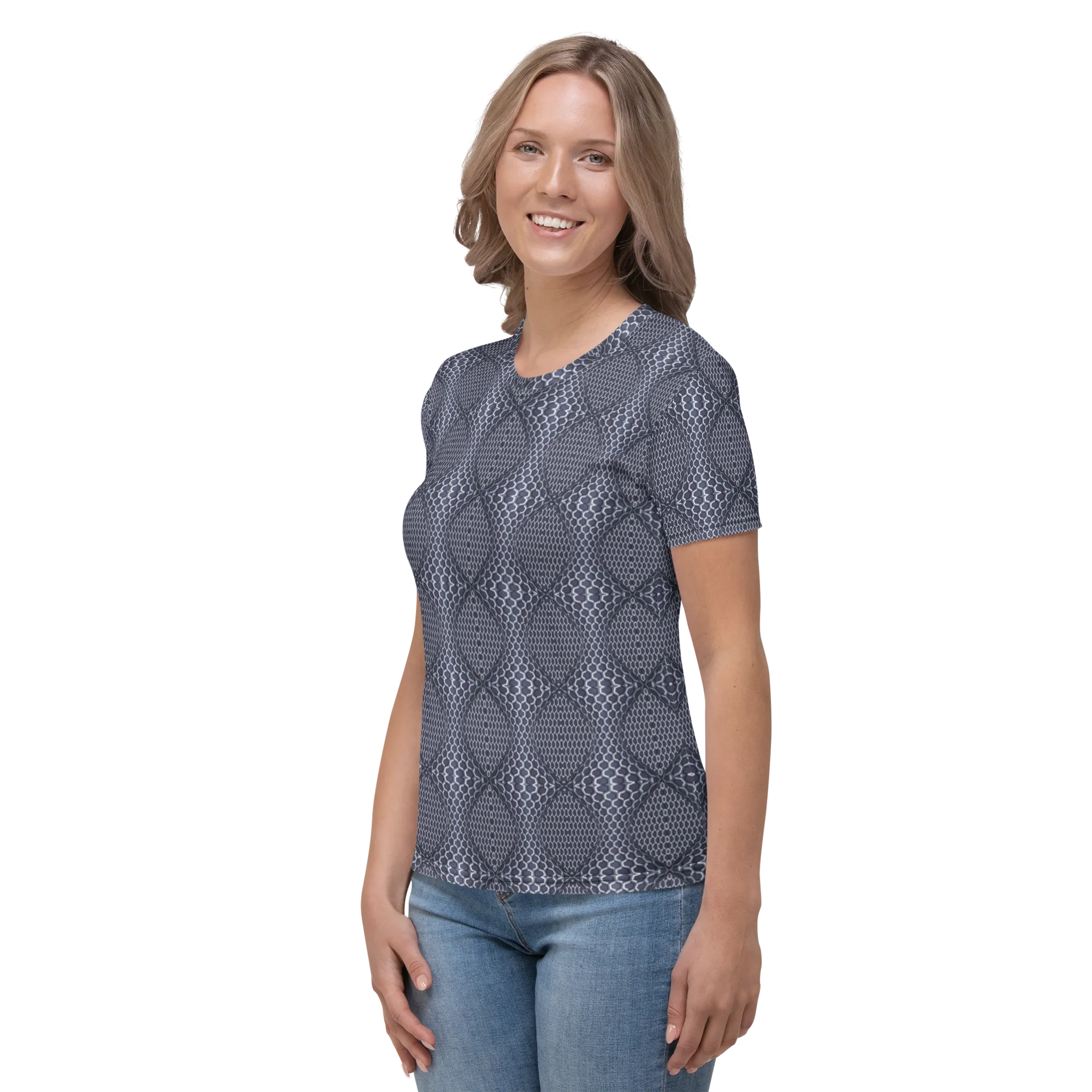 Recursia Illusions Game Women's Crew Neck T-Shirt In Blue