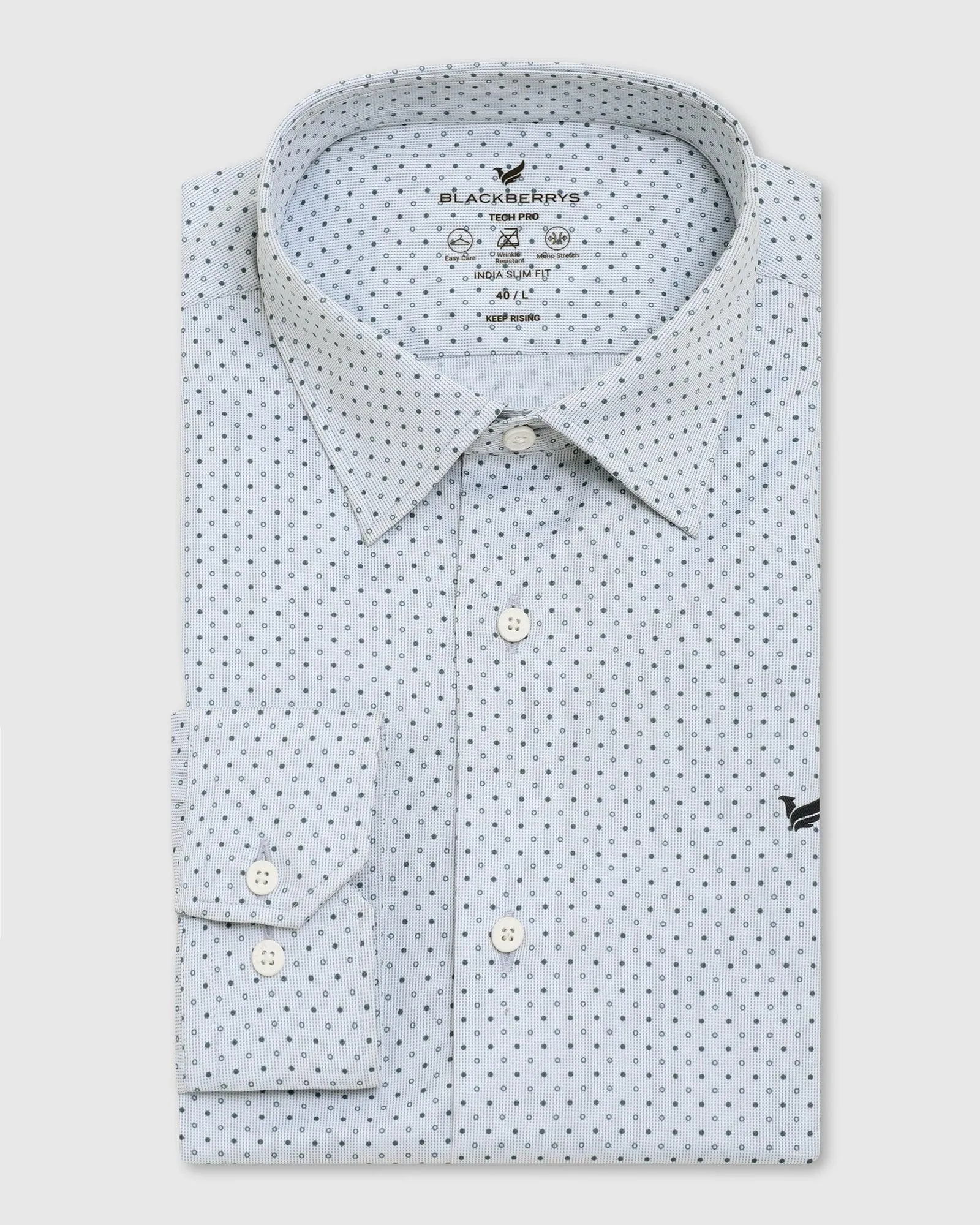 TechPro Formal Blue Printed Shirt - Sasso
