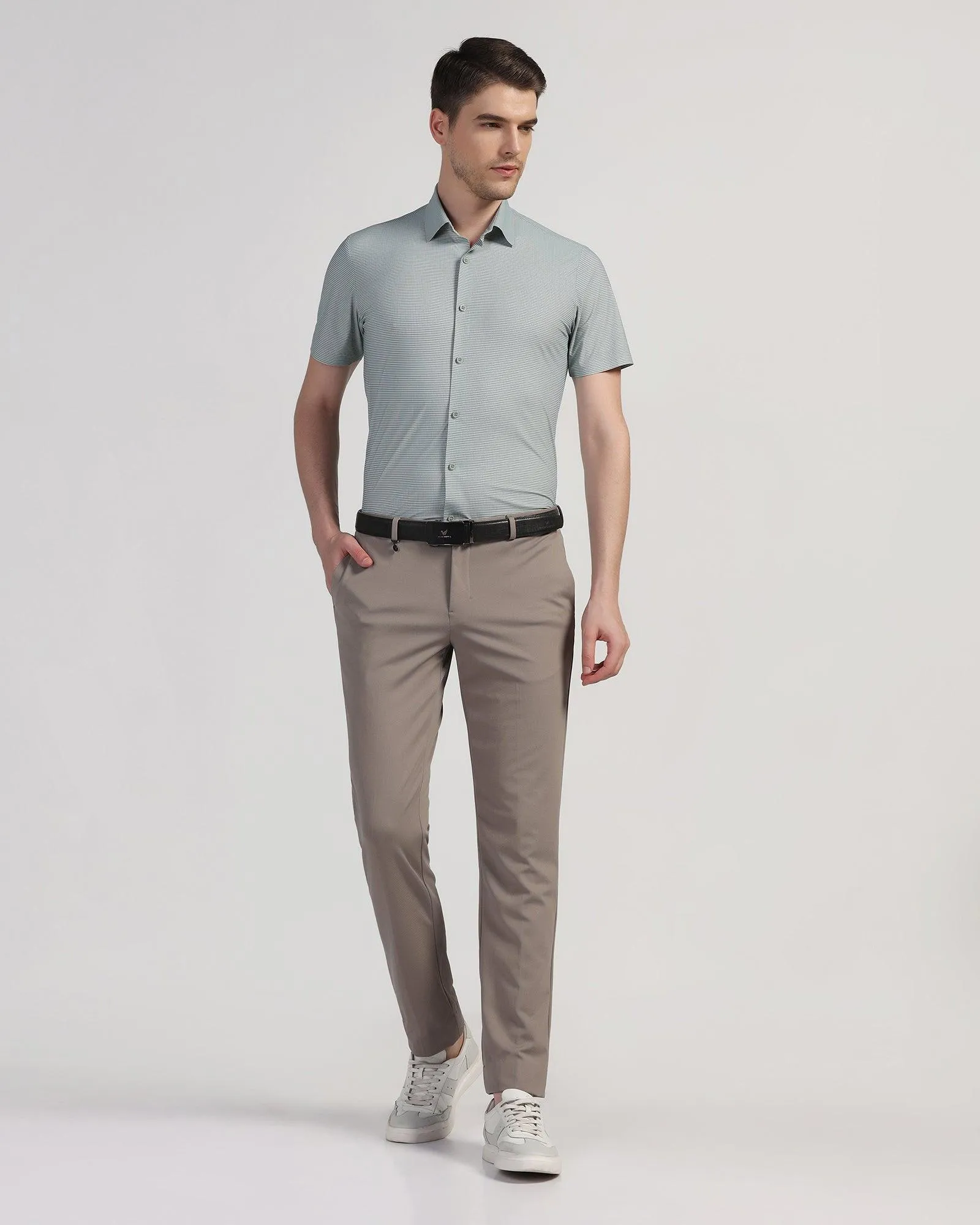 TechPro Formal Half Sleeve Olive Printed Shirt - Joel
