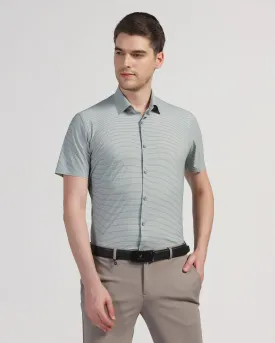 TechPro Formal Half Sleeve Olive Printed Shirt - Joel