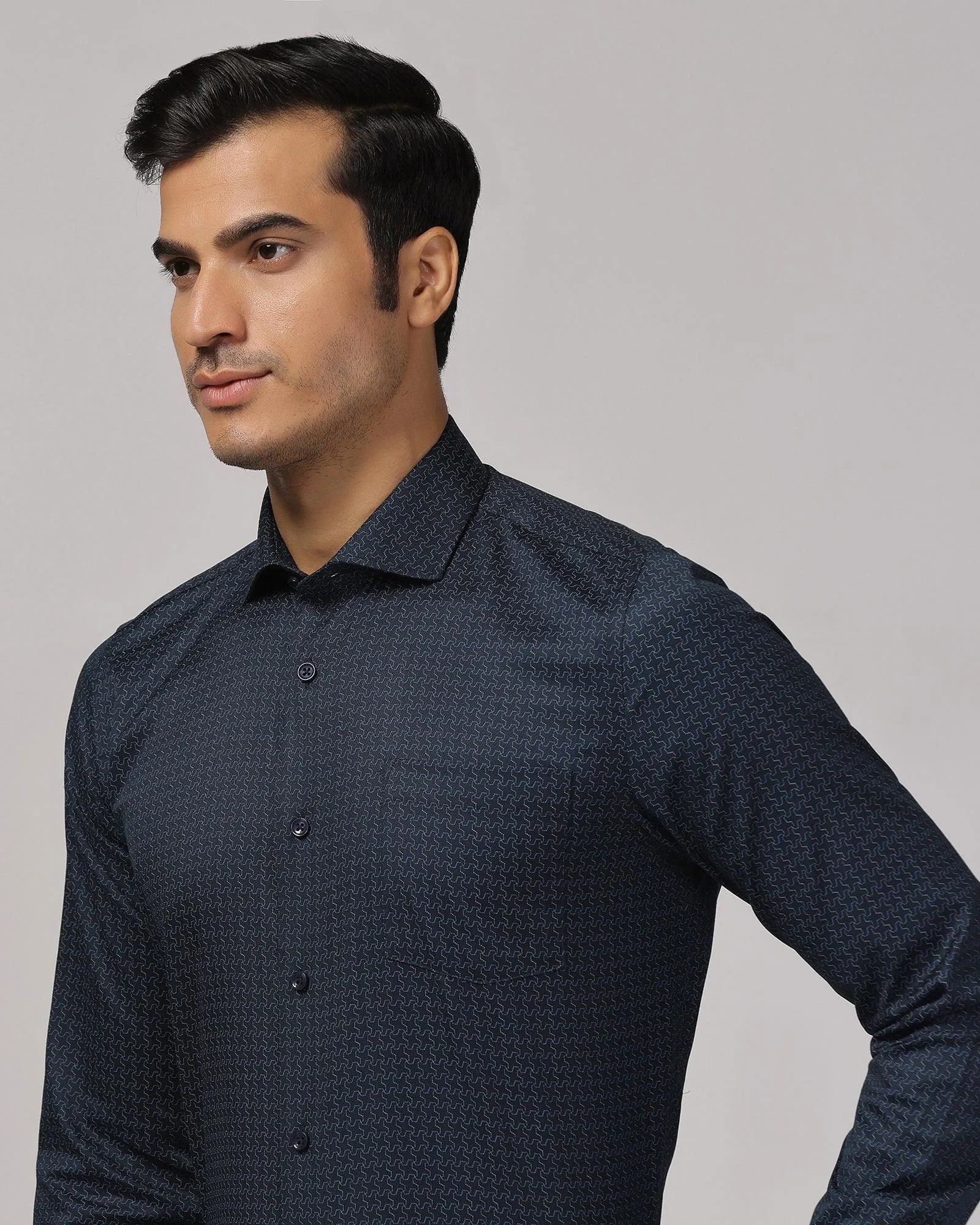 Temp Tech Formal Navy Printed Shirt - Rafael