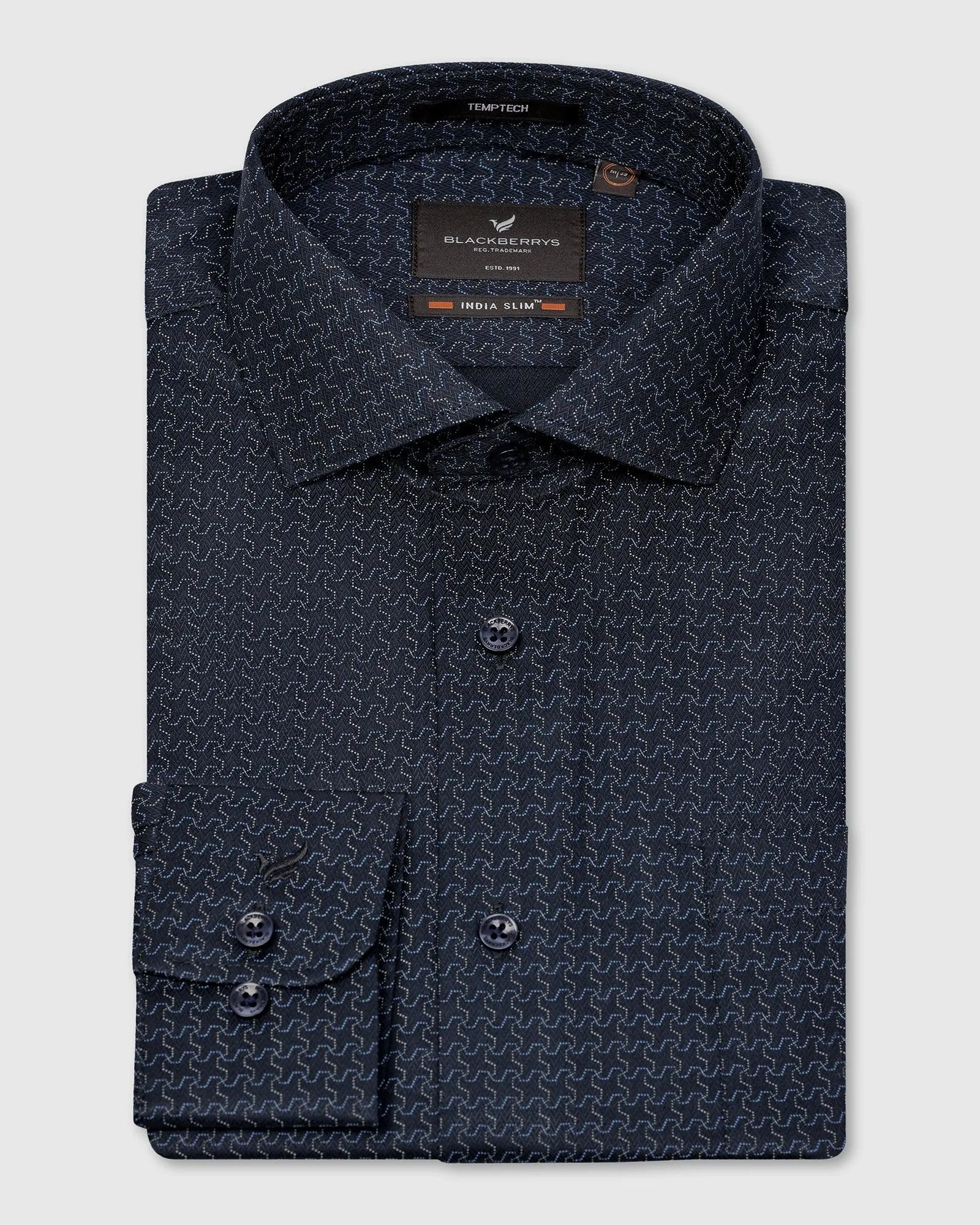 Temp Tech Formal Navy Printed Shirt - Rafael